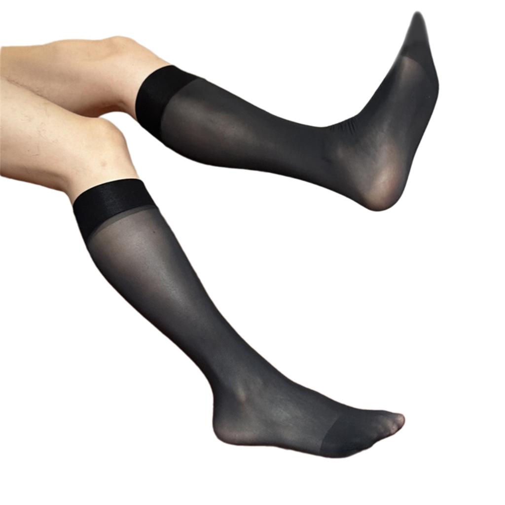 Men's Knee Highs Dress Socks Over the Calf Socks Business Work Socks Nylon Stockings Sheer Casual Socks Hosiery Gifts