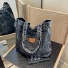 2026 New High Quality Denim Magnetic Butt Sewing Thread Women's Shoulder Bag Fashi Retro Lightweight Persality Handbag