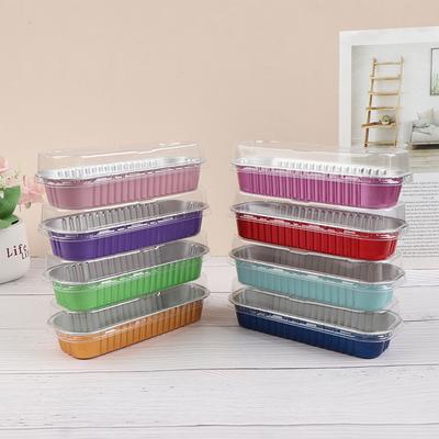 Home Kitchen Foil Cake Boxes Aluminum Foil Cup Cake Pans  Golden/White/Blue/Pink/Red Covered Pudding Boxes 10PCS