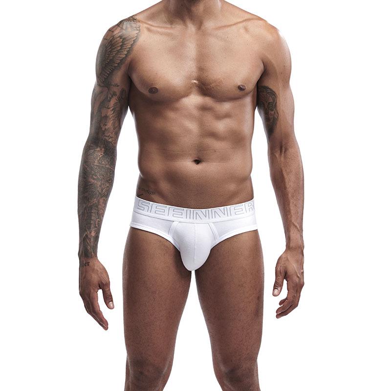SEEINNER Men's Ribbed Cotton Wide Waist Triangle Sport Underwear