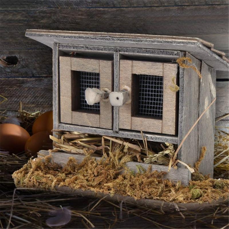 Realistic Wood Chicken Nest Doll House Furniture Miniature Farmhouse Backyard Scene Landscape Ornament For Craft Project