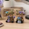 Lavendel Blumengarten Akzente Hochlandrind Harzfigurine, Niedlich Flauschig mit Schmetterlingsschleife & Kranz, Heilende Pastorale Schreibtischaccessoires Pastell