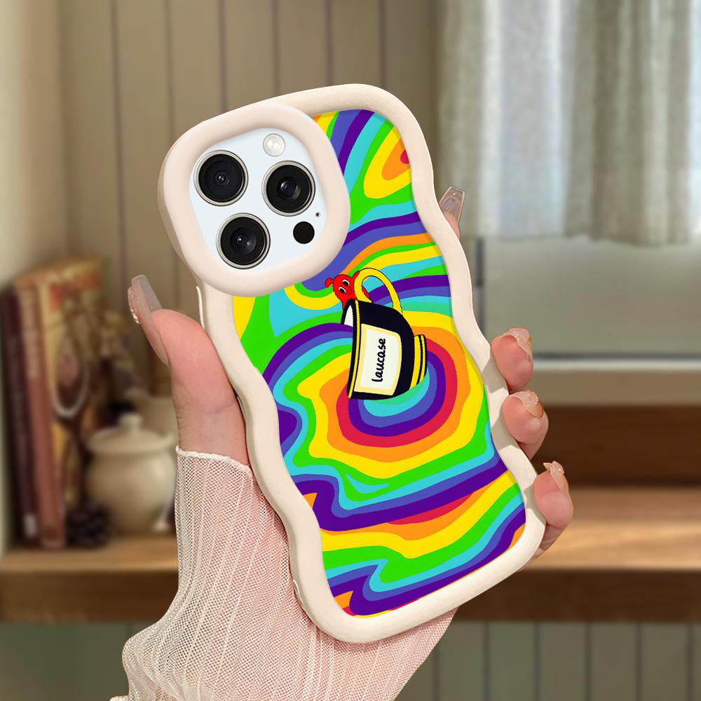 Big Wave Edge Soft silikonový materiál Macaron Pouzdro na telefon Nárazuvzdorné ochranné gumové pouzdro pro iPhone Samsung Huawei Honor Xiaomi Redmi OnePlus Moto