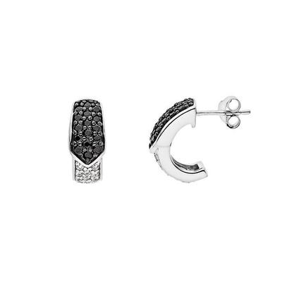 Earrings - Olga - 925 Sterling Silver Rhodium Plated - Black and White Zirconia - Women - Adult