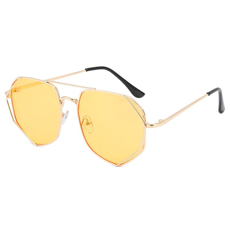 Polygon Shape Vintage Sunglasses for Men Women Double Bridge UV Protection Driving Sun Glasses