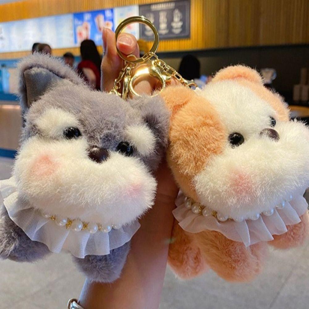 

Toy Cartoon Doll Keychain Soft Plush Hanging Ornament Gift Cute Puppy Key Ring Party оранжевый