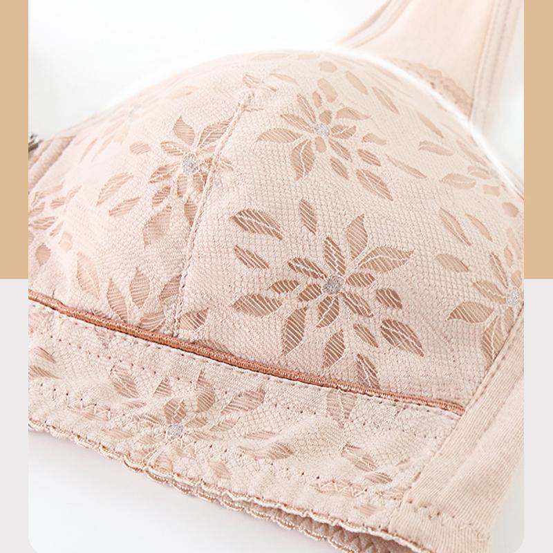 Μαλακό Βαμβακερό Κύπελλο Μπροστινό Φερμουάρ σε Εσώρουχα Ηλικιωμένων Γυναικείο γιλέκο δαντέλα χωρίς ατσάλινο δαχτυλίδι Σουτιέν μεγάλου μεγέθους