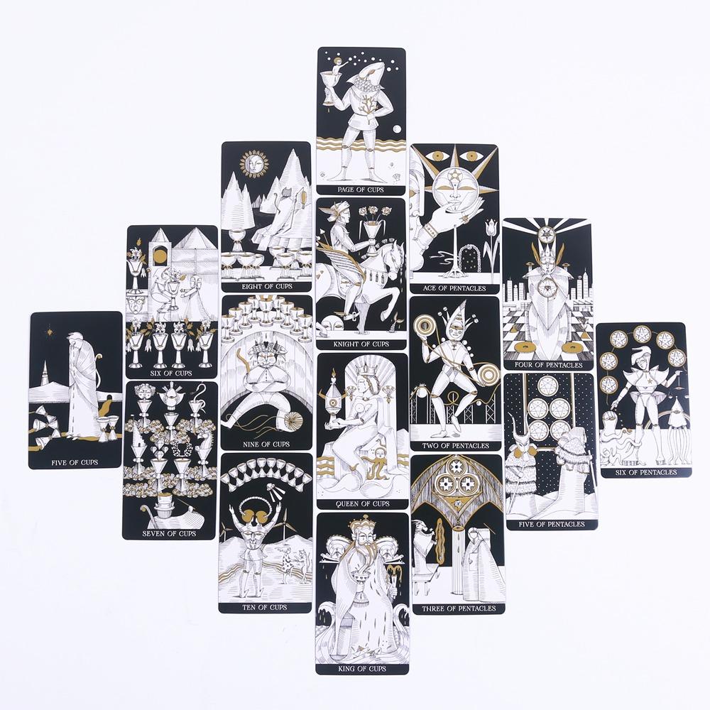 10.3*6cm Symbolic Soul Tarot with Guidebook for Beginners Black Gilded Edges 78 Pcs Cards