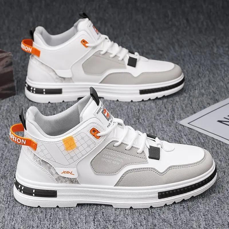 New Men's High-top Sneakers for Fall Comfortable Platform Shoes 2023 Trendy Breathable Lace-up Skate Shoes Zapatillas De Hombre