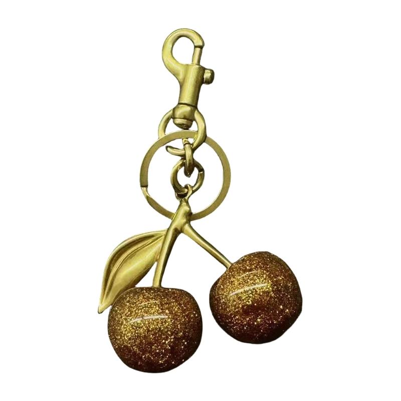 

Sparkling 3D Cherry Charm Keychain Accessory Fashionable Fruit Shape Key Rings Portable Bag Decoration for Women