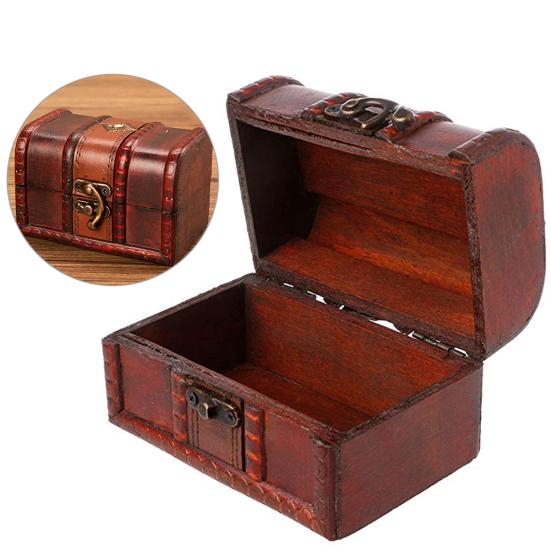 Small Jewelry Storage Treasure Rustic Wooden Box Case Vintage Handmade Chest