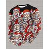 3D Christmas Graphic Printed Top Casual Long Sleeved Men's T-shirts - Soft Medium Stretch Polyester Fabric Spring and Autumn Relaxed Fit Clothing