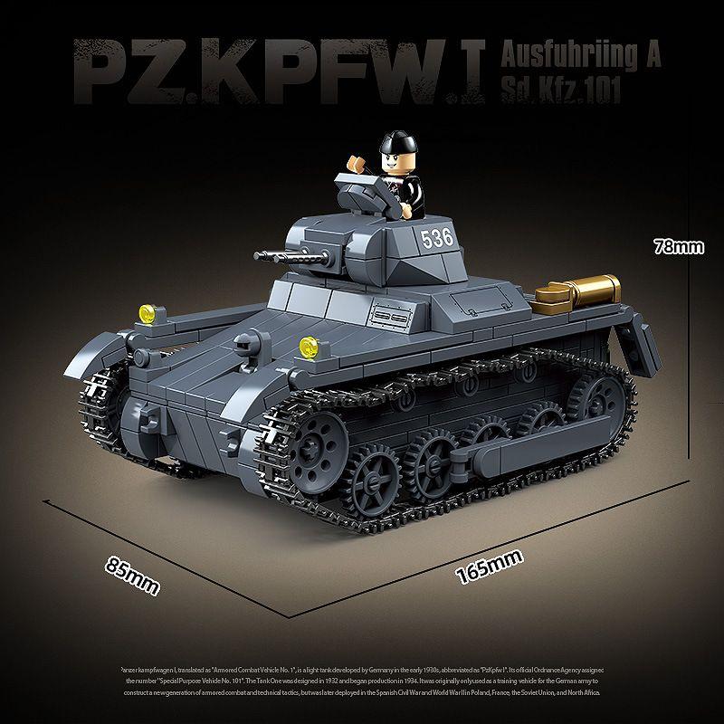Full Crown Building 100274 WWII German Type I Tank A Military Model Puzzle Toy Cross-border Male