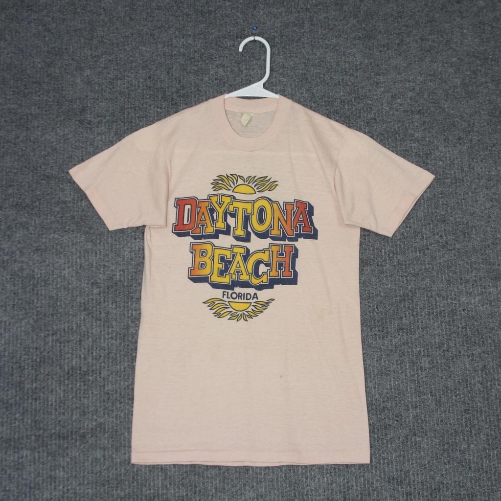 Vintage Action Sportswear T Shirt Mens S Peach Daytona Beach Florida Graphic Tee