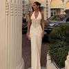 Women's Spring 2025 Solid Strapless Top and Flared Pants Slimming Fashion Set