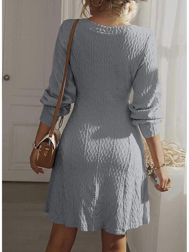 2024 Autumn Elegant Long-Sleeve Textured Dress