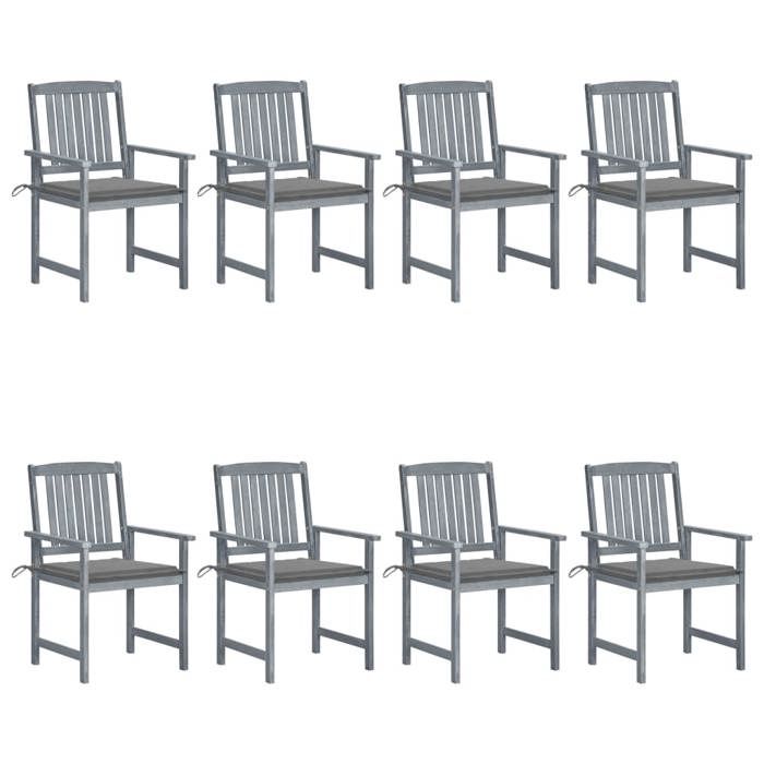 VidaXL Set of 8 Garden Chairs with Cushions, Patio Seats, Dining Chairs, Outdoor Patio Furniture, 3078223