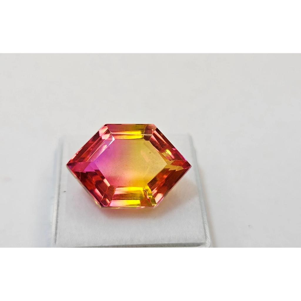 Certified Natural Tourmaline Bi-Color Fancy Cut 17-18 Ct Stunning Gemstone