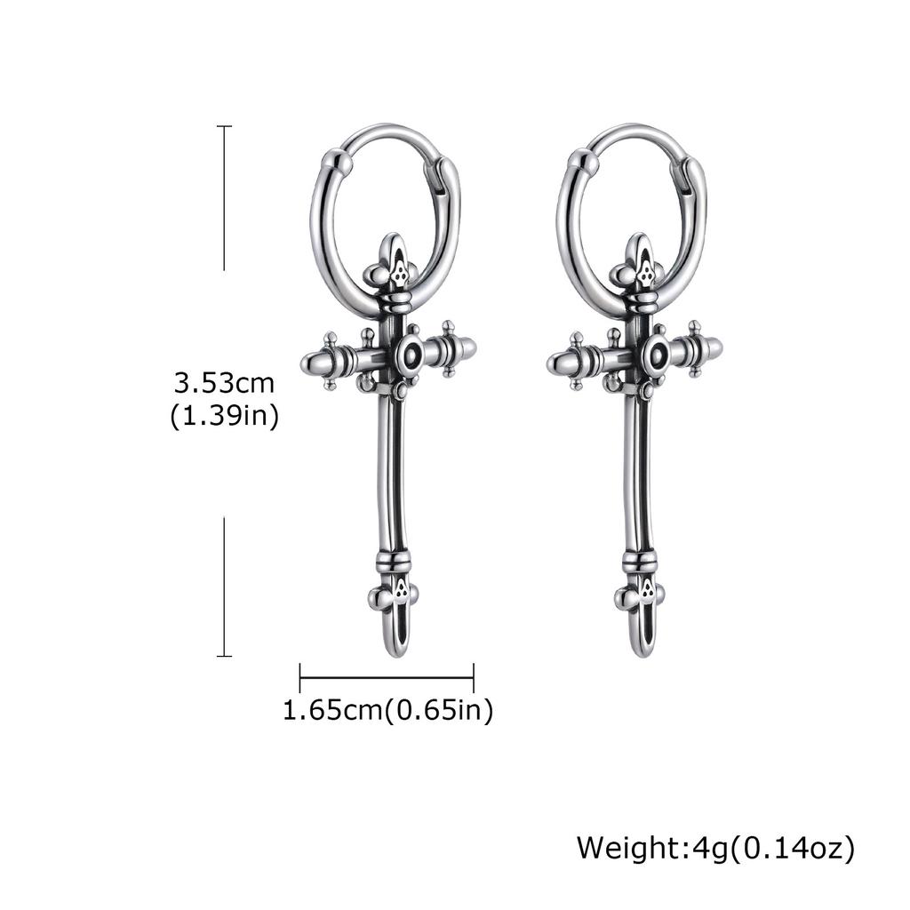Vnox Stainless Steel Geometric Cross Earrings for Women Men, Gothic Punk Huggie Hoop Jewelry Gifts, Fashion Dangle Earrings