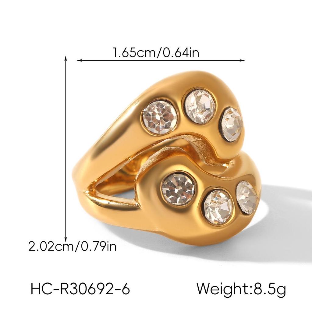 Women's Colorfast Retro Stainless Steel Ring with Natural Stone, Open & Versatile Titanium Steel Design