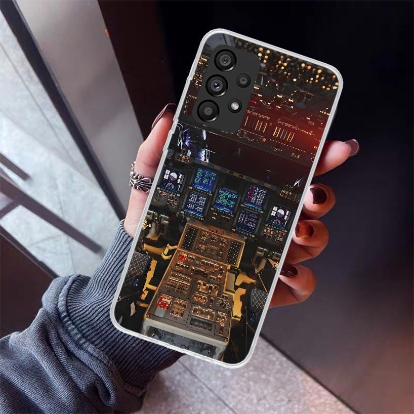 Aviation Aeroplane Pilot Cockpit Phone Case For Samsung Galaxy A12 A52S A42 A32 A22 A51 A50 Note 20 Ultra 10 S10 Plus A71 A70 A3