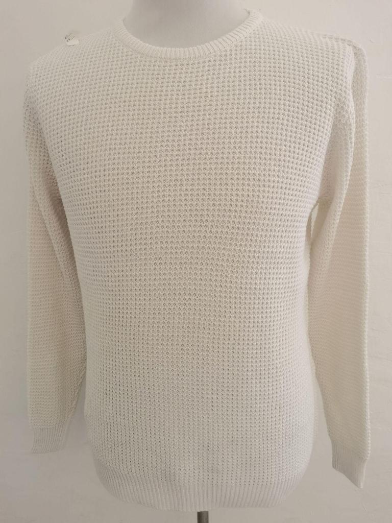 Suéter Masculino Casual Gola Redonda Manga Longa Tricô Solto