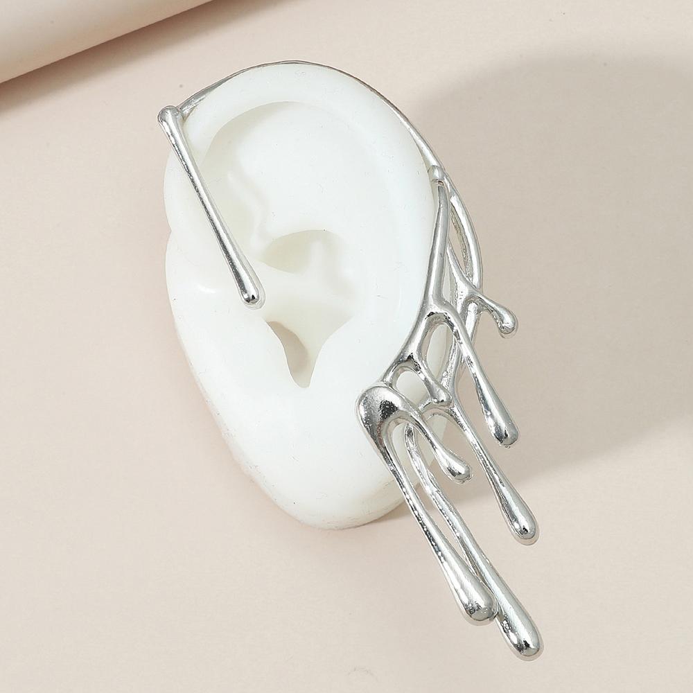 Cool Unique Hyperbole Punk Dripping Hanging Clip Earrings Hook Earring Left Ear Lava Melt