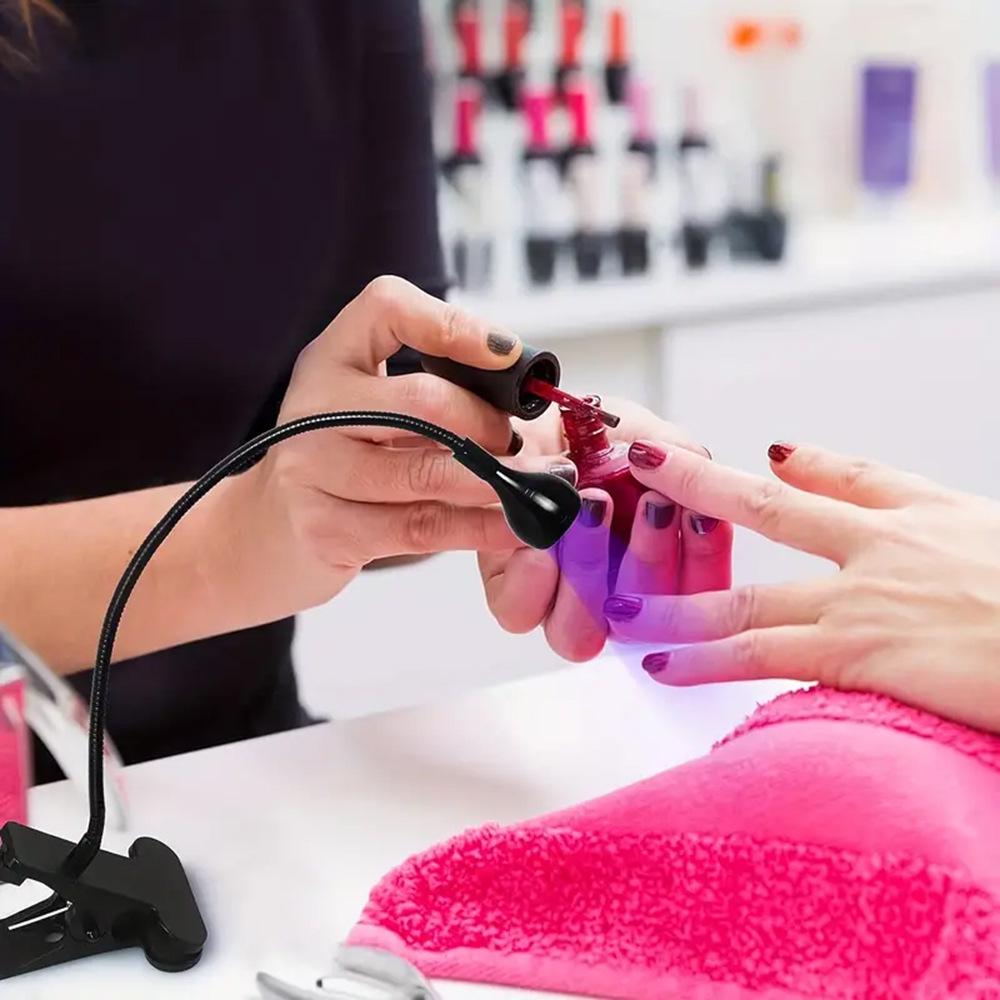 Gooseneck Purple UV Nail Lamp: 395 Nm Curing Light, Quick-Dry, No Blackening, Light Therapy for Nails.