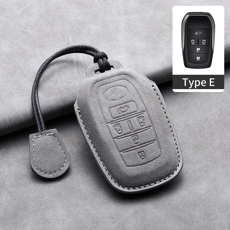 

5 Buttons Car Remote Key Case Cover for Toyota Alphard Vellfire Sienna Alphard Previa RAV4 Leather Car Key Fob Protector Bag