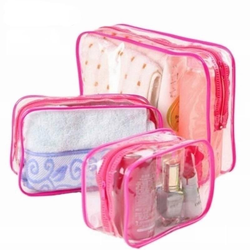 Cute Toiletry Bag Stand Cosmetic Bag For Women Clear Zipper Makeup Bag Travel Female Makeup Brush Holder Organizer Toiletry Bag