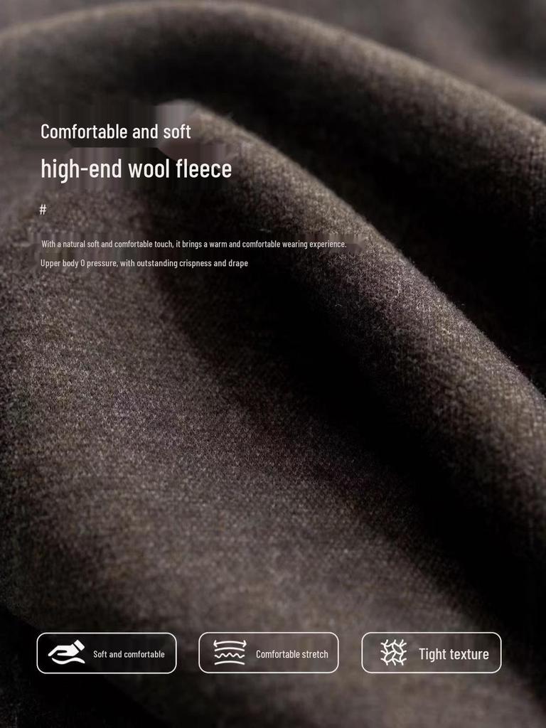 Women's Plus Size Wool Blend Fleece-Lined Curved Leg Pants for Autumn/Winter