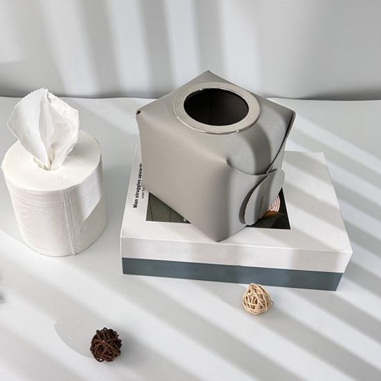 Roll Paper Storage Box Durable High Capacity Faux Leather Car Tissue Holder for Toilet