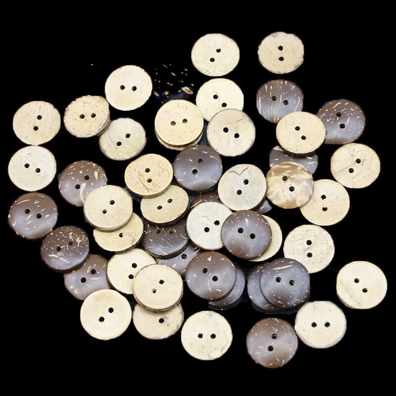 (50Pcs/pack)2cm 2-Hole Coconut Shell Pattern Circular Wooden Button Jeans Bags Use Buttons Garment Sewing Decorative DIY