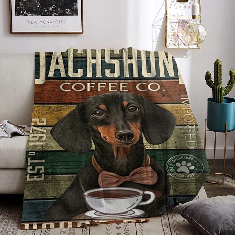 Sausage Dogs Warm Winter Blankets for Decorative Sofa Corgi Animals Blanket Double Beds Dachshund Bedspread On the Bed Knee Nap