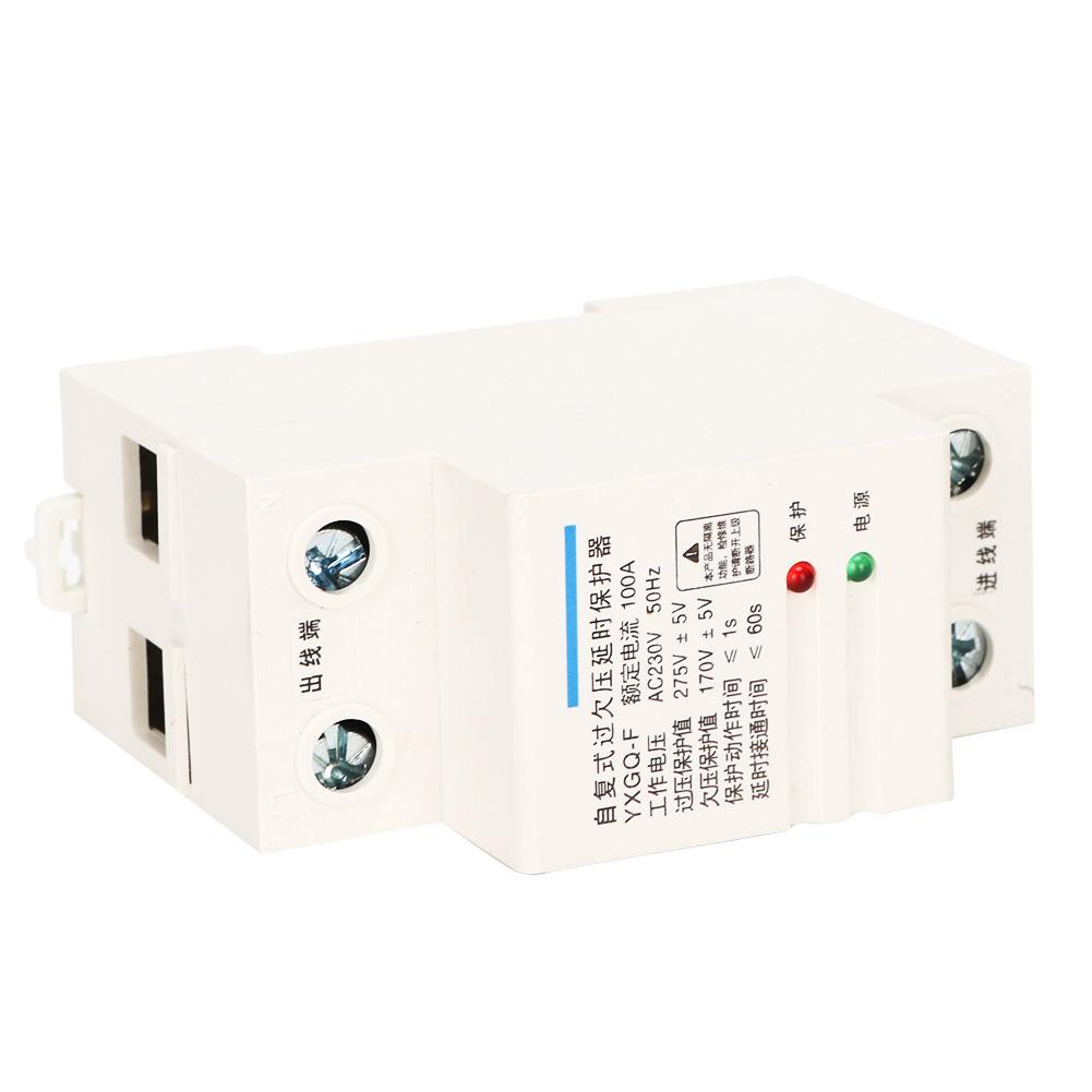 2P 100A Automatic Recovery Over & Under Voltage Delay Relay Protector Device