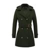 Cappotto da Donna in Lana con Cappuccio e Toppe per Autunno Inverno Abbigliamento Casual