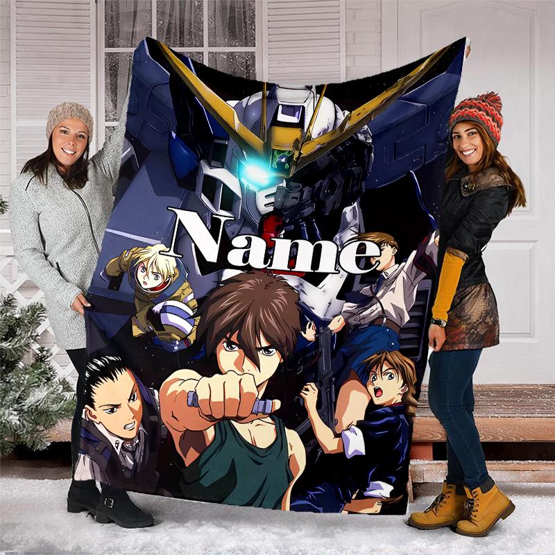 Personalized Custom Name Blanket - Mobile Suit Gundam Print Design,Blanket for Sofa,Bed,Travel,Camping - Soft and Warm, Great Gift