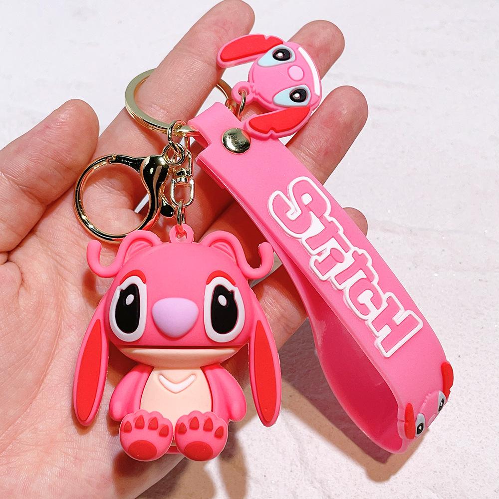 Creativity Cartoon Anime Keychain Stitch Donald Duck Minnie Mickey Pooh Bear Car Pendant Children Backpack Decoration Gift