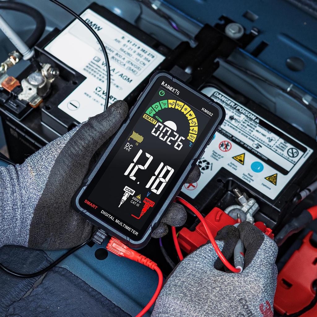 KAIWEETS Rechargeable Multimeter, Large Screen, 6000 Counts, DC/AC Voltage, Resistance, Continuity, Current, Capacitance, Diode, Duty Cycle, Temperatu