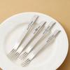 2/4PCS Durable 316 Stainless Steel Fruit Forks Cute Long Handle Dinner Forks 2-In-1 Dual-Purpose Forks Spoon Kitchen Tableware