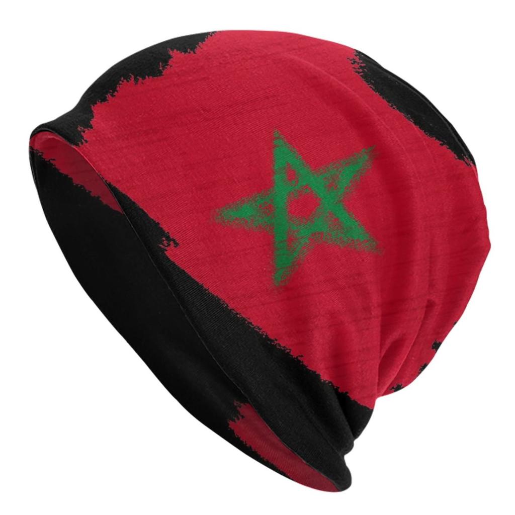 Moroccan Flag Bonnet Hats Autumn Winter Outdoor Skullies Beanies Hats Morocco for Unisex Women Summer Thermal Elastic Caps