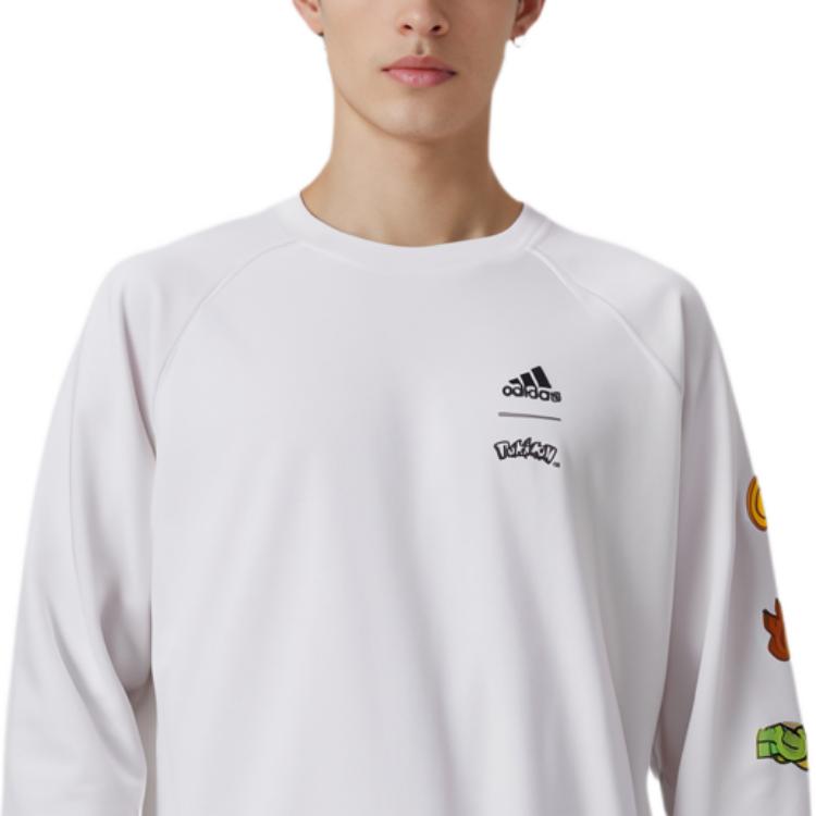 adidas X Pokemon Printed Sports Training Hoodie Men Tops White GN3000