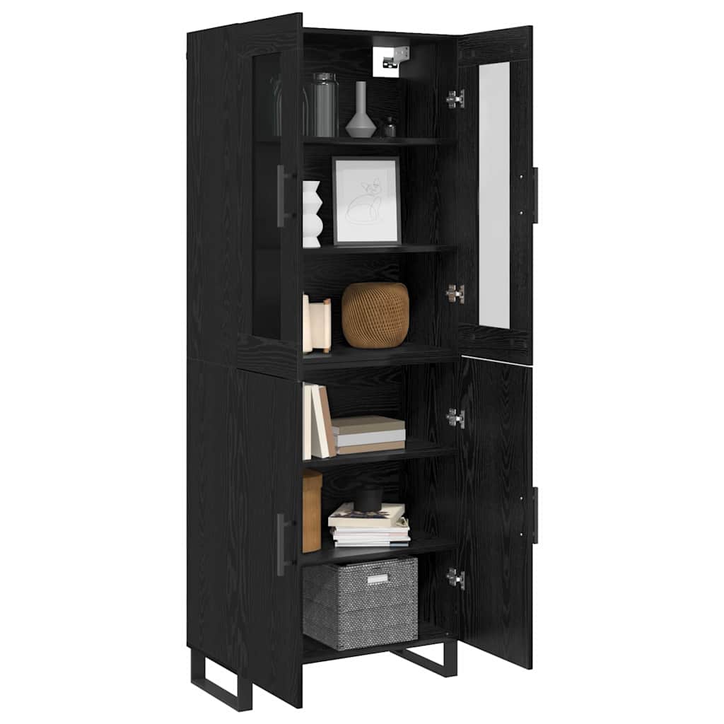 Highboard 2 pcs Black Oak Effect Wood Based Material