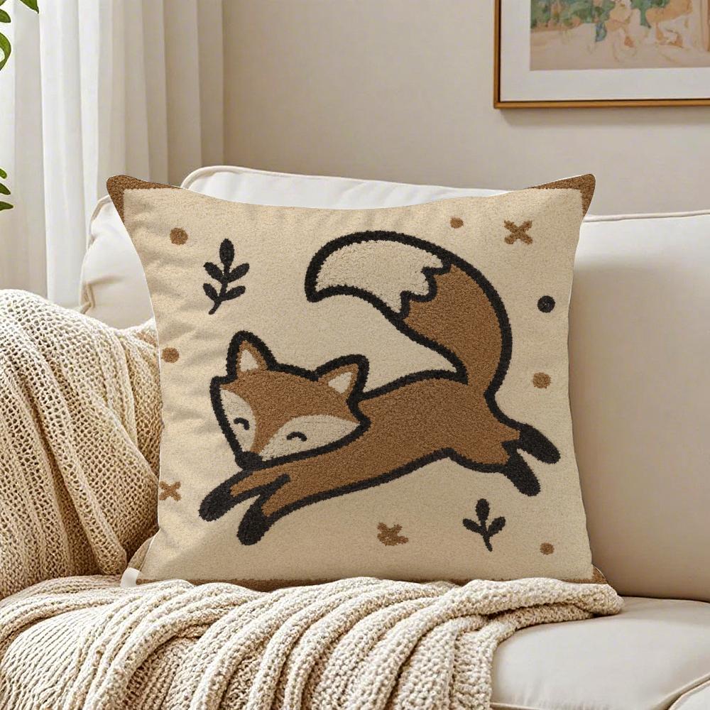 Medieval Critter Embroidery Cushion Cover Breathable Organic Cushion Covers Machine Washable Wrinkle-Resistant Soft Durable