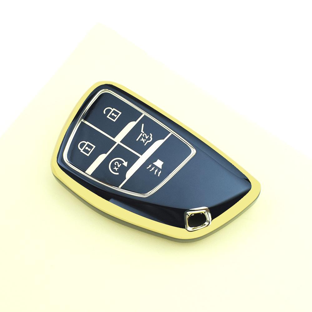 For Chevrolet Silverado 1500 Tahoe Suburban Colorado Traverse Gmc Yukon Canyon Sierra Auto Car Key Fob Case Cover Keychain Ring