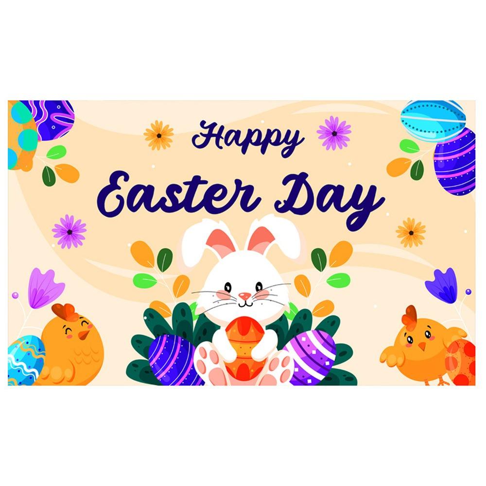 Colorful Bunny Eggs Background Decor 180*110cm Easter Photo Banner Poster Props  Home Party Decor