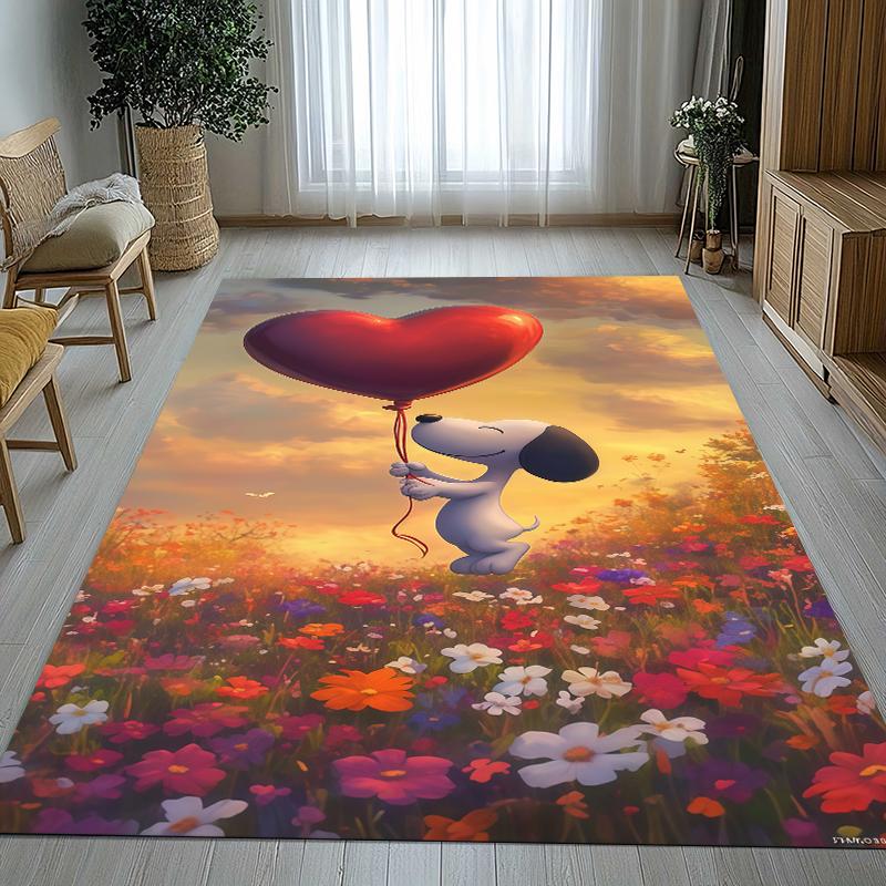 Tappeto Area Antiscivolo Cartoon Cane Snoopy Carino per Soggiorno, Morbido Tappeto per Camera da Letto, Stanza dei Giochi dei Bambini, Divano, Decorazione per la Casa, Zerbino, Regalo