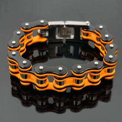 Bracciali e Bangles Punk da Uomo Arancioni per Bicicletta Bici Neri Bracciale a Catena da Moto Uomo Donna Acciaio Inossidabile Gioielli da Polso Biker
