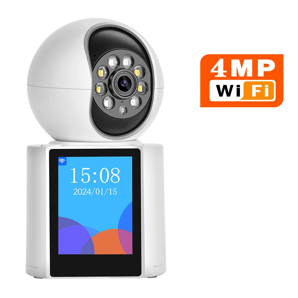 

4MP Wifi IP Відеодомофон для приміщень Baby Monitor Двостороння розмова Камера безпеки Аудіо відеоспостереження IPS екран Cam Icsee 4MP NO SD Card білий