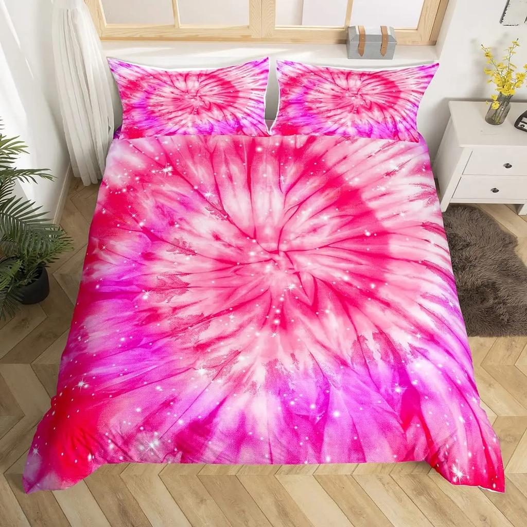 Tie Dye Soft Duvet Cover Quen Psychedelic Spiral Beding Set Boho Rainbow Ink Art Warm Comforter Cover Microfiber Tripy Exotic Bed Linen Set